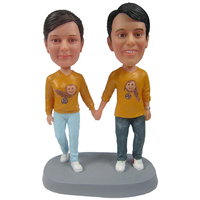 Personalized Couples Bobbleheads Hand In Hand In Yellow T-Shirt