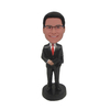 Groomsmen Wedding Bobbleheads Man In Black Suit One Hand In Packet and One Hand With Wallet