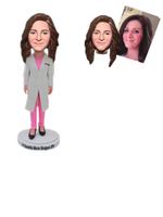 Personalized Female Doctor in Lab Coat Custom Bobbleheads