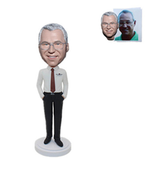 Custom Bobblehead Man in Shirt with Hands in Pockets