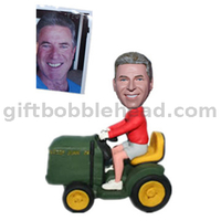 Custom Bobbleheads Man Driving The Tractor Riding On Road