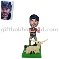 Hunter Bobblehead Man Showing His Muscle with A Deer