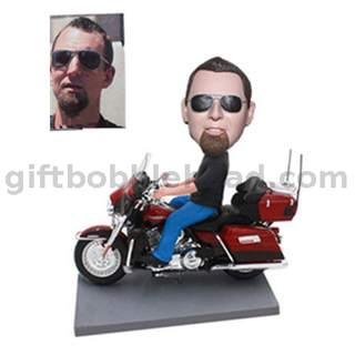  Custom Motorcycle Bobblehead Man Riding on His Harley Davidson