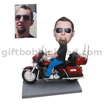  Custom Motorcycle Bobblehead Man Riding on His Harley Davidson