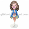 Custom Bobblehead Cheerleaders in Blue Uniform