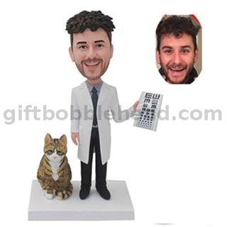 Custom Doctor Bobblehead Ophthalmologist with A Visual Chart