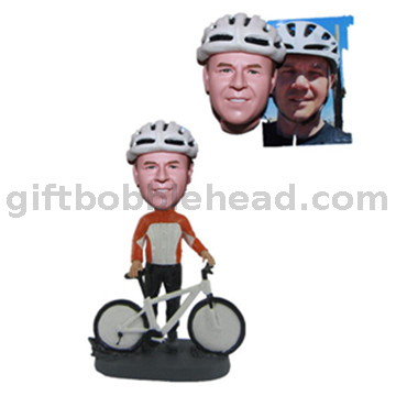 Personalized Biker Custom Bobblehead Man Holding His Bike