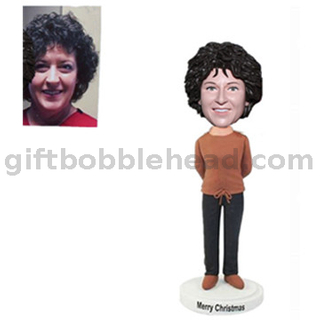 Mother's Day Gift Handmade Custom Bobblehead Lady with Hands Behind