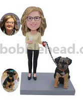 Custom Bobble Head Lady Walking A Dog