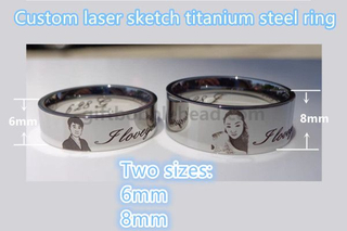 Custom Laser Sketch Titanium Steel Ring